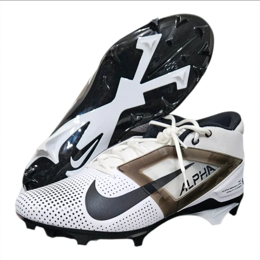 Nike Alpha Menace 4 Pro White Black Football Cleats Men's Size 16 FZ7702-105 New